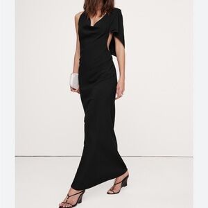 Banana Republic Elegant Black One-Shoulder Evening Dress